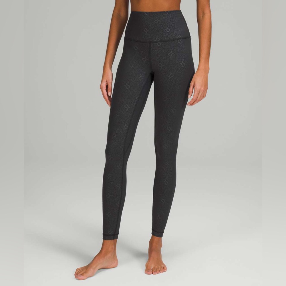 Lululemon Align High-Rise Pant 28” Black Logo Emboss Leggings Size 4